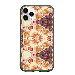 Чехол iPhone 11 Pro матовый Цветы абстрактные розы, цвет: 3D-темно-зеленый