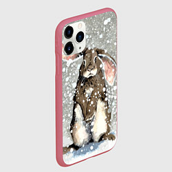 Чехол iPhone 11 Pro матовый Кролик Снежок Милый, цвет: 3D-малиновый — фото 2