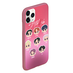 Чехол iPhone 11 Pro матовый Chibi Stray Kids, цвет: 3D-малиновый — фото 2