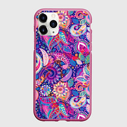 Чехол iPhone 11 Pro матовый Multi-colored colorful patterns, цвет: 3D-малиновый