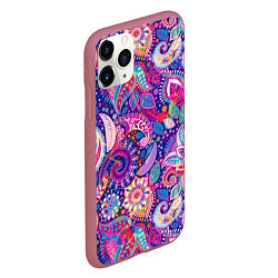 Чехол iPhone 11 Pro матовый Multi-colored colorful patterns, цвет: 3D-малиновый — фото 2