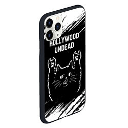 Чехол iPhone 11 Pro матовый Группа Hollywood Undead и рок кот, цвет: 3D-черный — фото 2