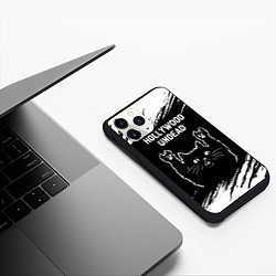 Чехол iPhone 11 Pro матовый Группа Hollywood Undead и рок кот, цвет: 3D-черный — фото 2
