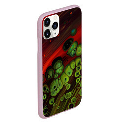 Чехол iPhone 11 Pro матовый Абстрактные красный песок и зелёные камни, цвет: 3D-розовый — фото 2