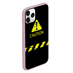 Чехол iPhone 11 Pro матовый CAUTION - Осторожно опасность, цвет: 3D-розовый — фото 2