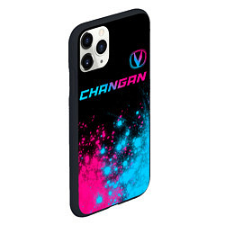 Чехол iPhone 11 Pro матовый Changan - neon gradient: символ сверху, цвет: 3D-черный — фото 2