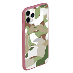 Чехол iPhone 11 Pro матовый Камуфляж зимний лес крупный, цвет: 3D-малиновый — фото 2