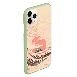 Чехол iPhone 11 Pro матовый Бурные океанские волны на восходе солнца, цвет: 3D-салатовый — фото 2