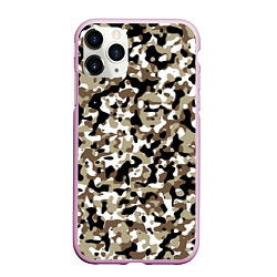 Чехол iPhone 11 Pro матовый Камуфляж зимний лес - мелкий, цвет: 3D-розовый