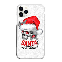 Чехол iPhone 11 Pro матовый Santa is not dead, skull in red hat, цвет: 3D-белый
