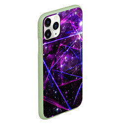 Чехол iPhone 11 Pro матовый Triangle space - Neon - Geometry, цвет: 3D-салатовый — фото 2