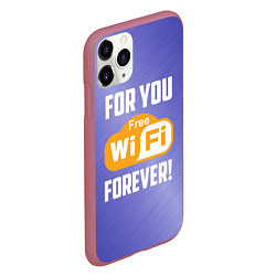 Чехол iPhone 11 Pro матовый Бесплатный Wi-Fi навсегда, цвет: 3D-малиновый — фото 2