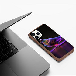 Чехол iPhone 11 Pro матовый Неоновый голубь, цвет: 3D-коричневый — фото 2