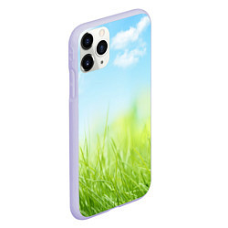 Чехол iPhone 11 Pro матовый Зелень и небо, цвет: 3D-светло-сиреневый — фото 2