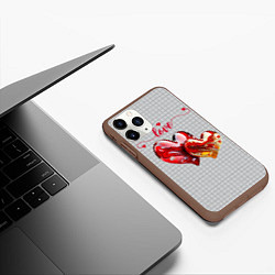 Чехол iPhone 11 Pro матовый Love - сердечки, цвет: 3D-коричневый — фото 2
