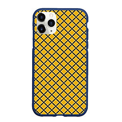 Чехол iPhone 11 Pro матовый Черно-желтый клетчатый узор, цвет: 3D-тёмно-синий