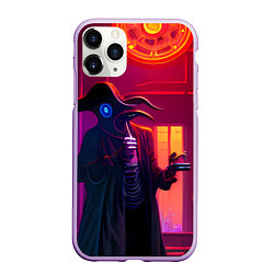 Чехол iPhone 11 Pro матовый Странный чумной доктор в стиле Cyberpunk, цвет: 3D-сиреневый