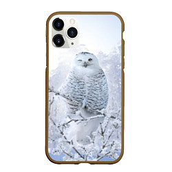 Чехол iPhone 11 Pro матовый Сова белая подмигивает, цвет: 3D-коричневый
