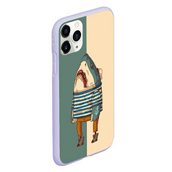 Чехол iPhone 11 Pro матовый Акула-моряк, цвет: 3D-светло-сиреневый — фото 2