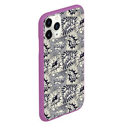Чехол iPhone 11 Pro матовый Комикс надписи, цвет: 3D-фиолетовый — фото 2