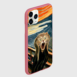 Чехол iPhone 11 Pro матовый Нейросеть - крик кота, цвет: 3D-малиновый — фото 2