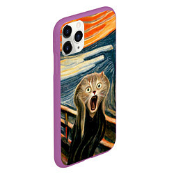 Чехол iPhone 11 Pro матовый Нейросеть - крик кота, цвет: 3D-фиолетовый — фото 2