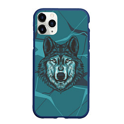 Чехол iPhone 11 Pro матовый Голова синего волка, цвет: 3D-тёмно-синий
