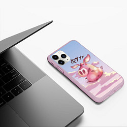 Чехол iPhone 11 Pro матовый Недовольная свинка - Фууу, цвет: 3D-розовый — фото 2