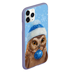 Чехол iPhone 11 Pro матовый Новогодняя сова в шапке, цвет: 3D-серый — фото 2