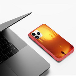 Чехол iPhone 11 Pro матовый Темная ведьма колдует в жутком лесу, цвет: 3D-красный — фото 2