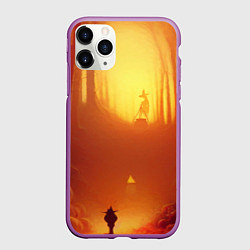 Чехол iPhone 11 Pro матовый Темная ведьма колдует в жутком лесу, цвет: 3D-фиолетовый