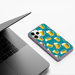 Чехол iPhone 11 Pro матовый Пивные кружки - текстура, цвет: 3D-серый — фото 2