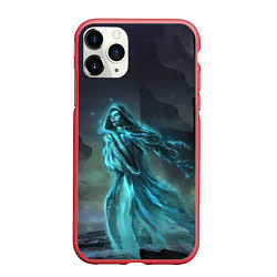 Чехол iPhone 11 Pro матовый Halloween - женщина призрак на кладбище, цвет: 3D-красный