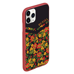 Чехол iPhone 11 Pro матовый Полосатая хохлома, цвет: 3D-красный — фото 2