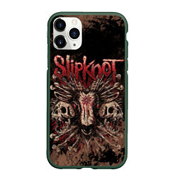 Чехол iPhone 11 Pro матовый Slipknot skull, цвет: 3D-темно-зеленый