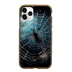 Чехол iPhone 11 Pro матовый Halloween - паутина на фоне мрачного неба, цвет: 3D-коричневый