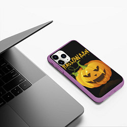 Чехол iPhone 11 Pro матовый Halloween : тыква, цвет: 3D-фиолетовый — фото 2