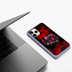 Чехол iPhone 11 Pro матовый Slipknot art black, цвет: 3D-светло-сиреневый — фото 2