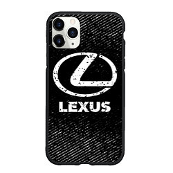 Чехол iPhone 11 Pro матовый Lexus с потертостями на темном фоне, цвет: 3D-черный