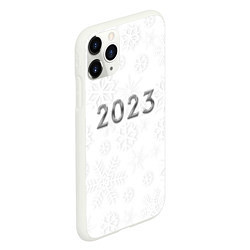 Чехол iPhone 11 Pro матовый Новогодние снежинки 2023, цвет: 3D-белый — фото 2