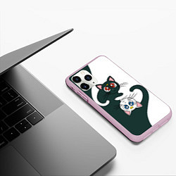 Чехол iPhone 11 Pro матовый Луна и Артемис инь-янь, цвет: 3D-розовый — фото 2