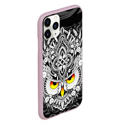 Чехол iPhone 11 Pro матовый Сова с золотыми глазами, цвет: 3D-розовый — фото 2