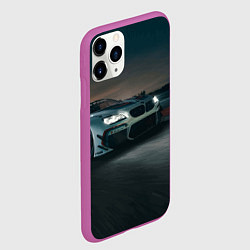 Чехол iPhone 11 Pro матовый Бэха на ночной гоночной трассе - M Performance, цвет: 3D-фиолетовый — фото 2