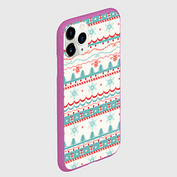 Чехол iPhone 11 Pro матовый Новогодний свитер, но без оленей, цвет: 3D-фиолетовый — фото 2