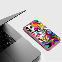 Чехол iPhone 11 Pro матовый Super Mario - Gaming aesthetics - Collage, цвет: 3D-малиновый — фото 2