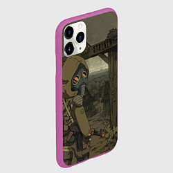 Чехол iPhone 11 Pro матовый STALKER тень чернобыля нарисованный постер, цвет: 3D-фиолетовый — фото 2