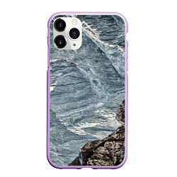 Чехол iPhone 11 Pro матовый Море и гора, цвет: 3D-сиреневый