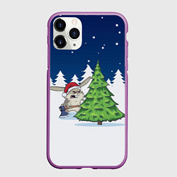 Чехол iPhone 11 Pro матовый Злой кролик и ёлка - 2023, цвет: 3D-фиолетовый