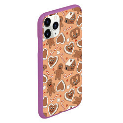 Чехол iPhone 11 Pro матовый Новогодний паттерн с печеньем, цвет: 3D-фиолетовый — фото 2