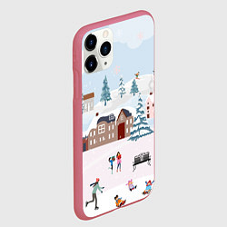 Чехол iPhone 11 Pro матовый Новый год - каникулы, цвет: 3D-малиновый — фото 2